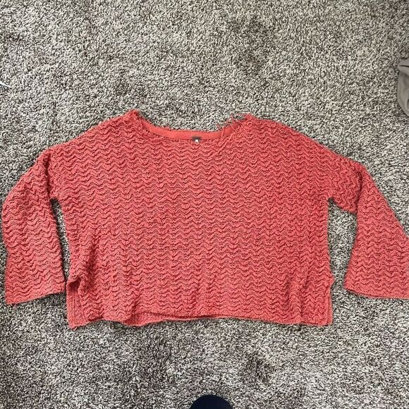 Free People size Small Orange oversized chunky burnt orange sweater - Picture 1 of 9